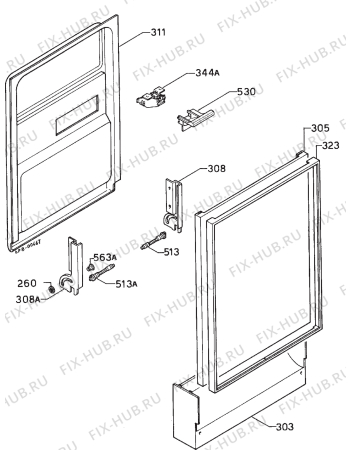 Взрыв-схема посудомоечной машины Zanussi Z4518B - Схема узла Door 003